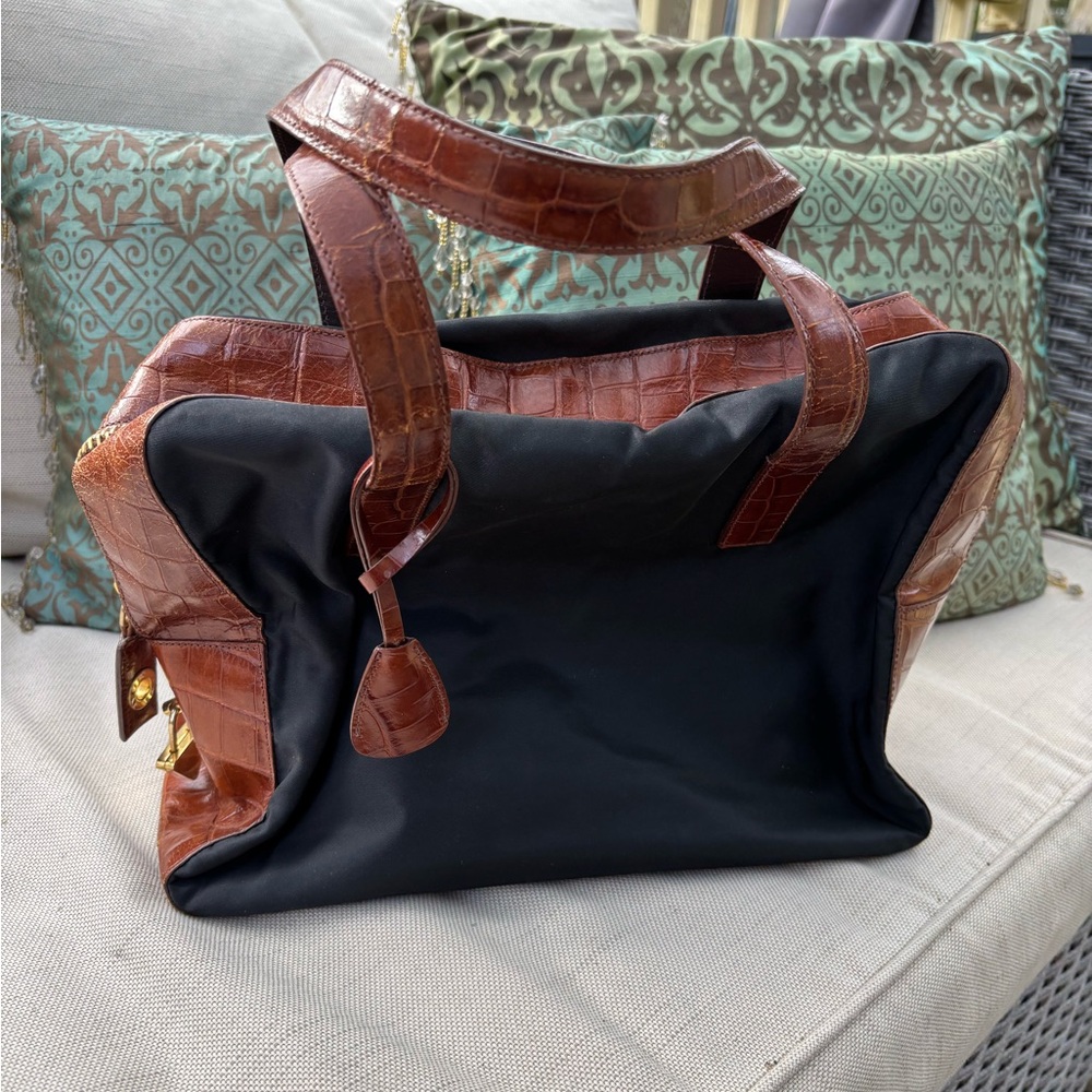 Prada Navy Blue and Brown Bag - Picture 1 of 6